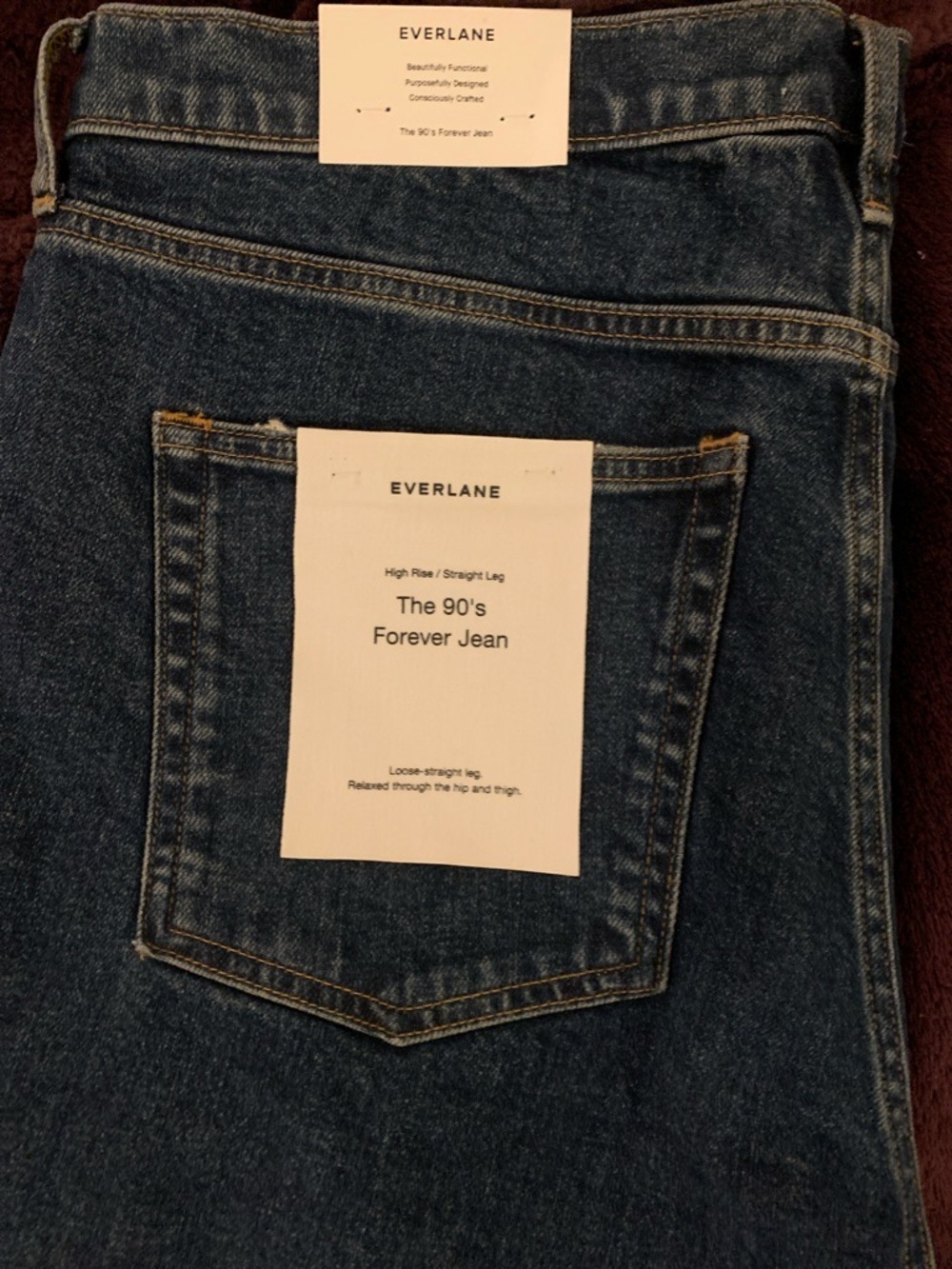Everlane Dark Blue High-Rise Straight Leg Jeans